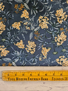 Navy Floral Stems {by the half yard}