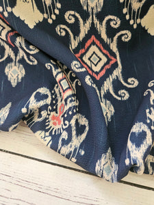 Exclusive Design- Navy IKAT Print {by the half yard}
