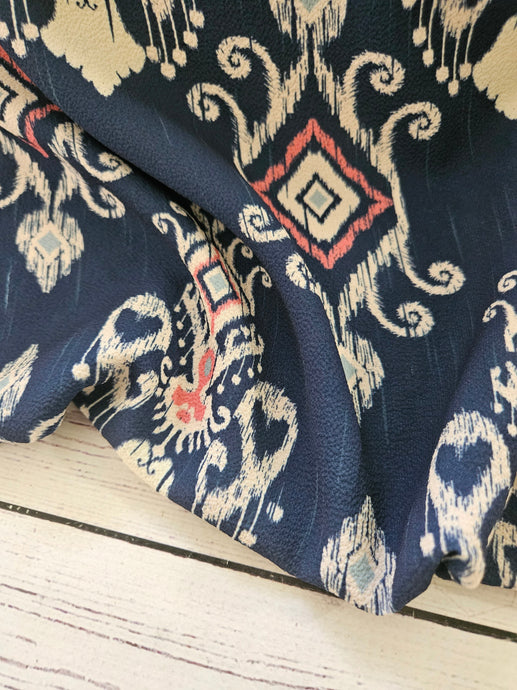 Exclusive Design- Navy IKAT Print {by the half yard}