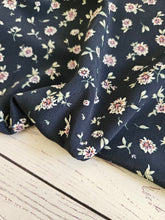 Dark Navy Floral Silky Polyester {by the half yard}