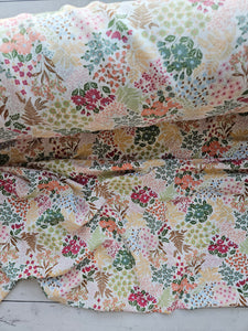 White Multi-Floral Silky Polyester {by the half yard}