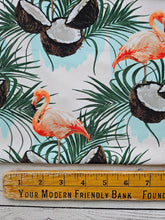 Flamingo & Coconut Print Nylon Spandex Swim Fabric {by the half yard}