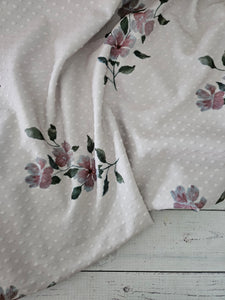Exclusive Design- Light Taupe Floral Swiss Dot Knit {by the half yard}