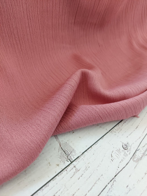 *REMNANT* 3 Yds- Solid Rose Pink Rayon Crepe