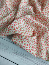 Exclusive Design- Cream & Red Petite Floral Swiss Dot Cotton {by the half yard}