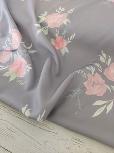 *REMNANT* 2 Yds- Exclusive Design- Gray & Pink Floral