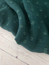Forest Green Woven Stripe Opaque Swiss Dot 100% Polyester {by the half yard}