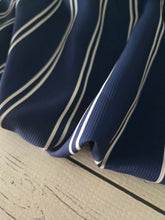Navy & Tan Double Stripes Pinstripe Poly {by the half yard}
