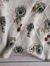 White & Green Mod Floral Rayon Crepe {by the half yard}