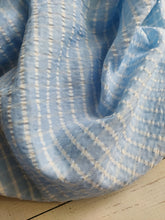 Light Blue & White Seersucker Plaid Poly Cotton {by the half yard}
