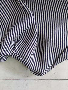 Navy & White Pinstripe Rayon Crepe {by the half yard}