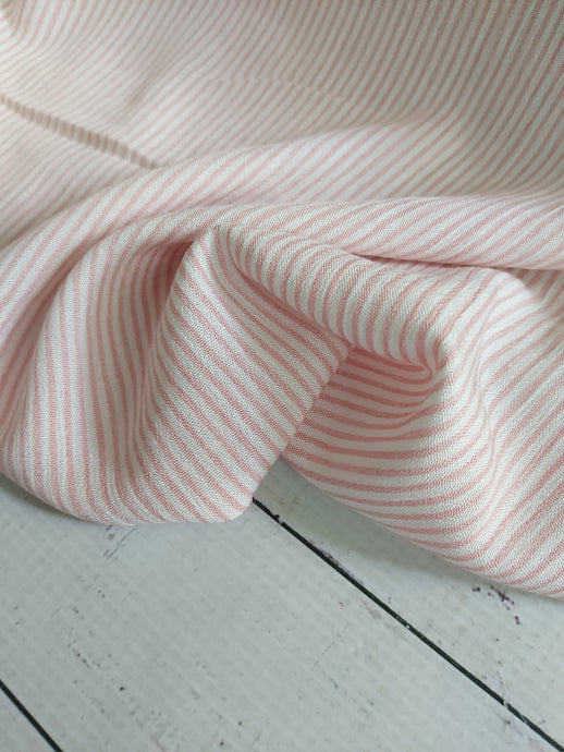 Pink & White Pinstripe Rayon Crepe {by the half yard}