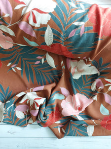 Retro Tropical Floral Rayon Crepe {by the half yard}