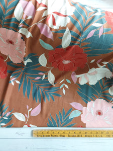 Retro Tropical Floral Rayon Crepe {by the half yard}