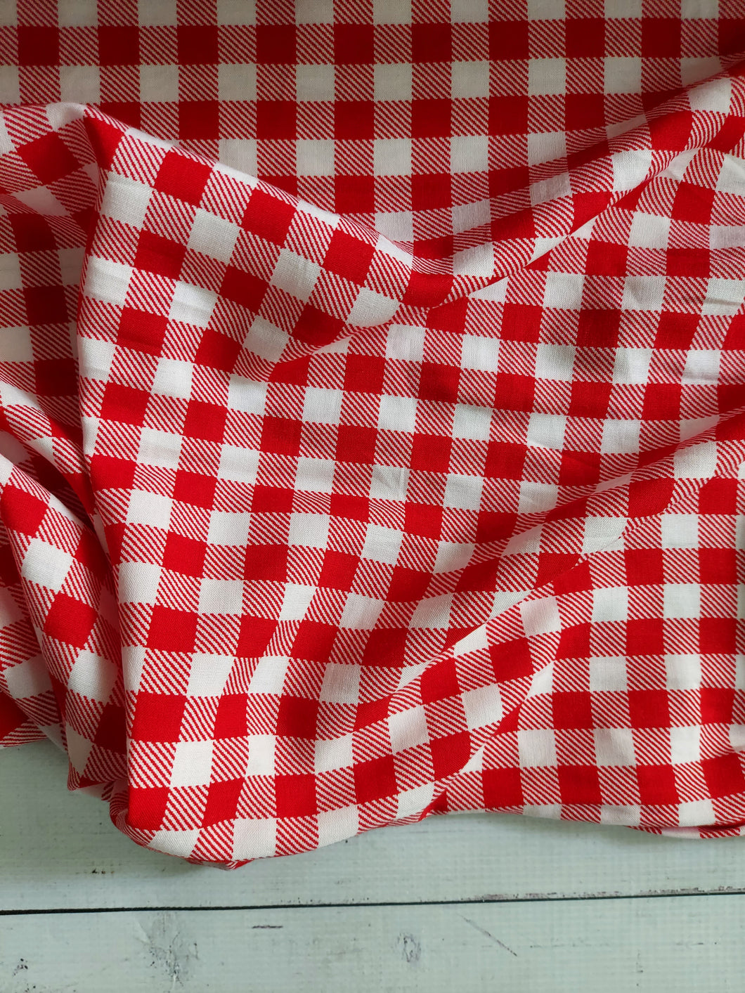 Red & White Gingham Rayon Challis {by the half yard}