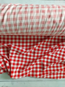 Red & White Gingham Rayon Challis {by the half yard}