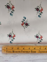 Exclusive Design- Cream & Symmetrical Floral Lurex Stripe Poly {by the half yard}