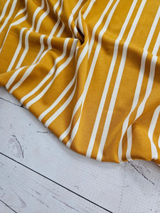 Mustard & White Double Stripes DTY Knit {by the half yard}