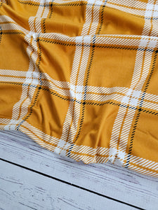 Mustard Plaid Double Brushed Poly (DBP) Knit {by the half yard}