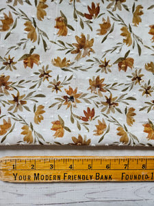 Exclusive Design- Autumn Blooms Swiss Dot Cotton {by the half yard}