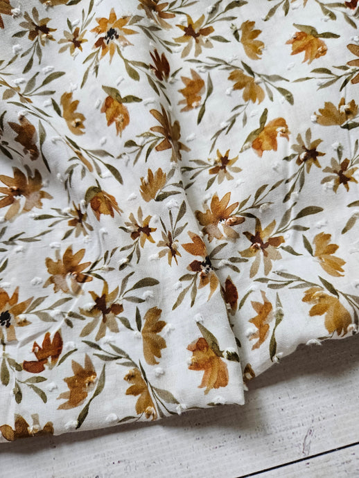 Exclusive Design- Autumn Blooms Swiss Dot Cotton {by the half yard}