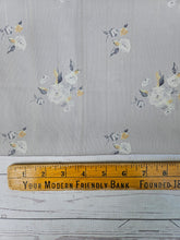 Exclusive Design- Misty Gray & Watercolor Floral Lurex Stripe Poly {by the half yard}