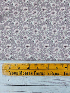 Exclusive Design-  Petite Mauve Watercolor Floral Opaque Swiss Dot 100% Polyester {by the half yard}