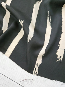 *REMNANT* 2.33 Yds- Black & Cream Brush Stroke Print