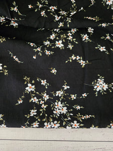 Black Viny Floral Rayon Crepe {by the half yard}