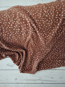 Rusty Brown Circles & Dots Rayon Crepe {by the half yard}