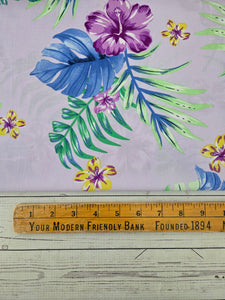 Lavender & Purple Tropical Floral Silky Polyester {by the half yard}