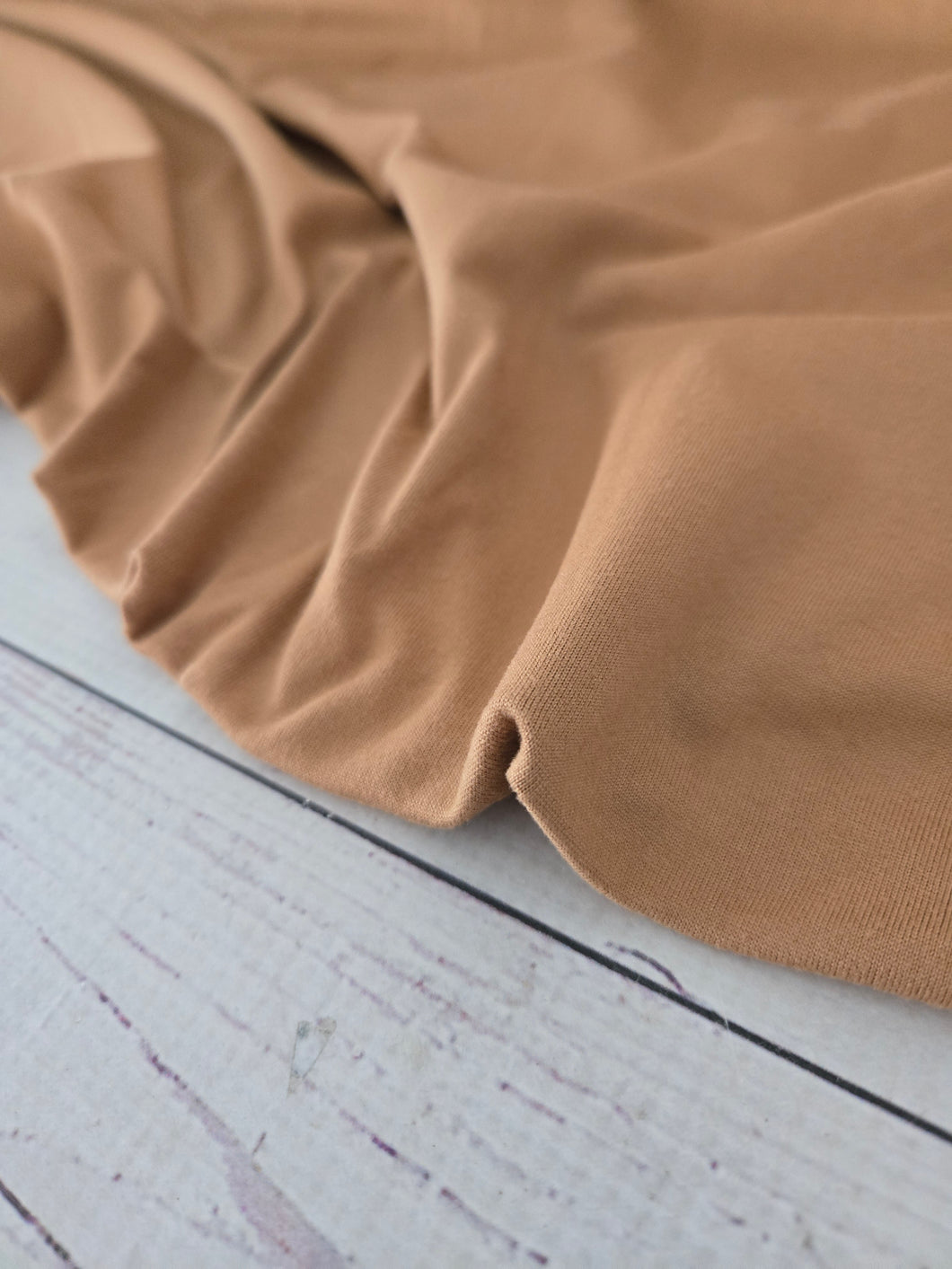 Solid Camel Double Brushed Poly (DBP) Knit {by the half yard}