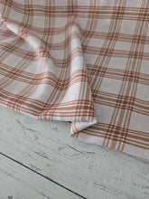 Tan & Rust Plaid Opaque Swiss Dot 100% Polyester {by the half yard}