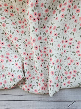 Exclusive Design-  Ivory & Pink Mini Vintage Floral Opaque Swiss Dot 100% Polyester {by the half yard}