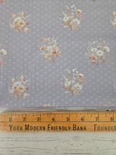 Exclusive Design- Dusty Blue Meadow Bouquet Print Swiss Dot Knit {by the half yard}
