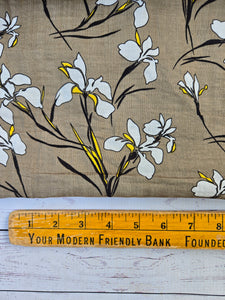 Tan Floral Stem Print Cotton Gauze {by the half yard}