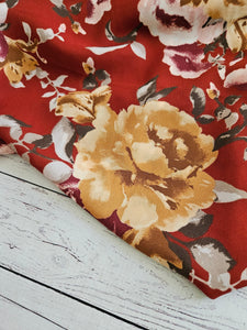 Rusty Red & Gold Large Floral {by the half yard}