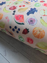 Exclusive Design- Watercolor Fruit Variegated Poly Rib Knit {by the half yard}
