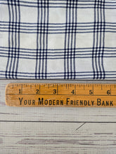 White & Navy Plaid Rayon Crepe {by the half yard}