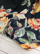 Navy & Rust Floral Woven Look Polyester {by the half yard}