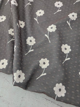 Olive Brown Symmetrical Floral Swiss Dot Knit {by the half yard}