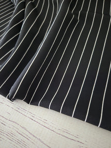 Black & White Pinstripes Silky Polyester {by the half yard}