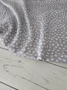 Gray & White Geometric Print Poly Slub {by the half yard}