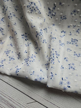 White & Blue Petite Floral Swiss Dot Cotton {by the half yard}