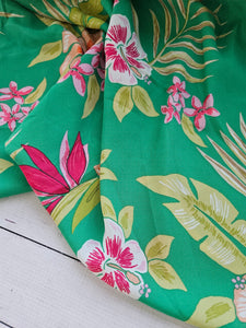 Kelly Green & Pink Tropical Floral {by the half yard}