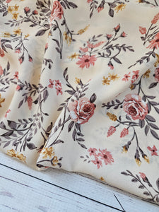 Cream Rose Floral Print {by the half yard}