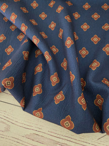 Exclusive Design- Navy & Rusty Red Geometric Print {by the half yard}