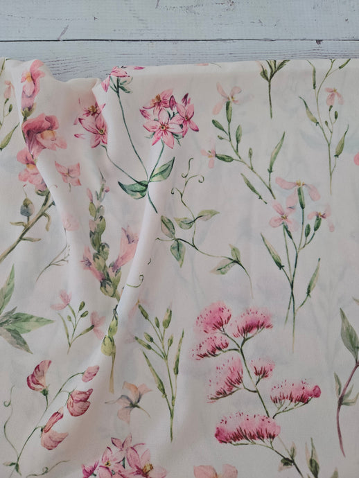 Exclusive Design- Cream Floral Stem Print {by the half yard}