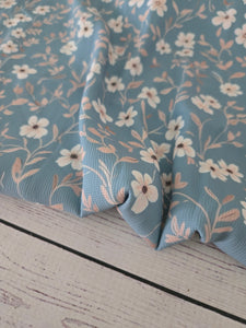 Dusty Blue & Tan Floral {by the half yard}
