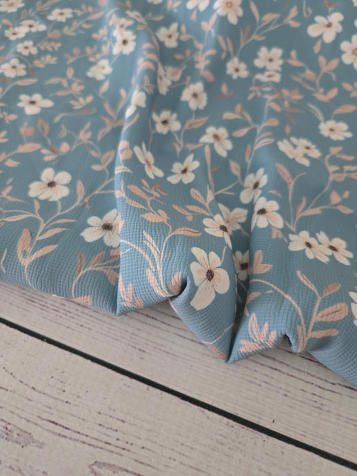 Dusty Blue & Tan Floral {by the half yard}